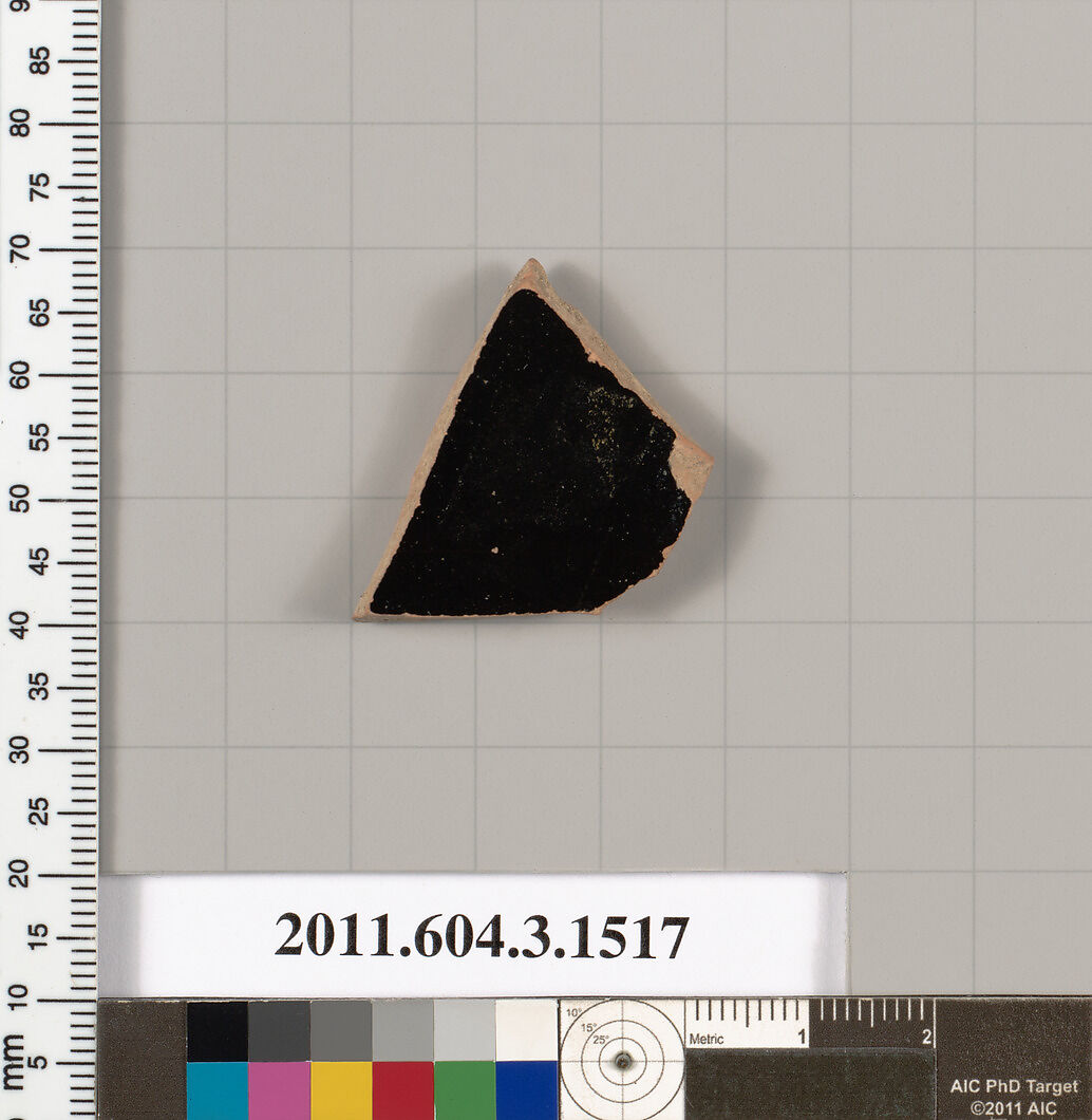 Terracotta fragment of a skyphos (deep drinking cup), Terracotta, Greek, Attic