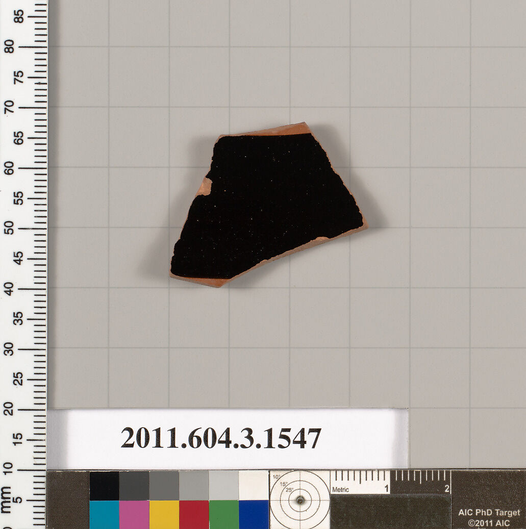 Terracotta fragment of a kylix (drinking cup), Terracotta, Greek, Attic