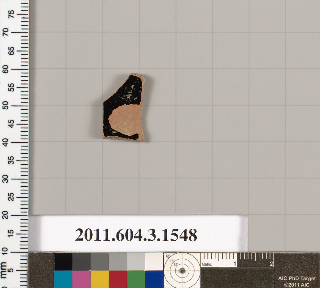 Terracotta fragment of a kylix (drinking cup), Terracotta, Greek, Attic