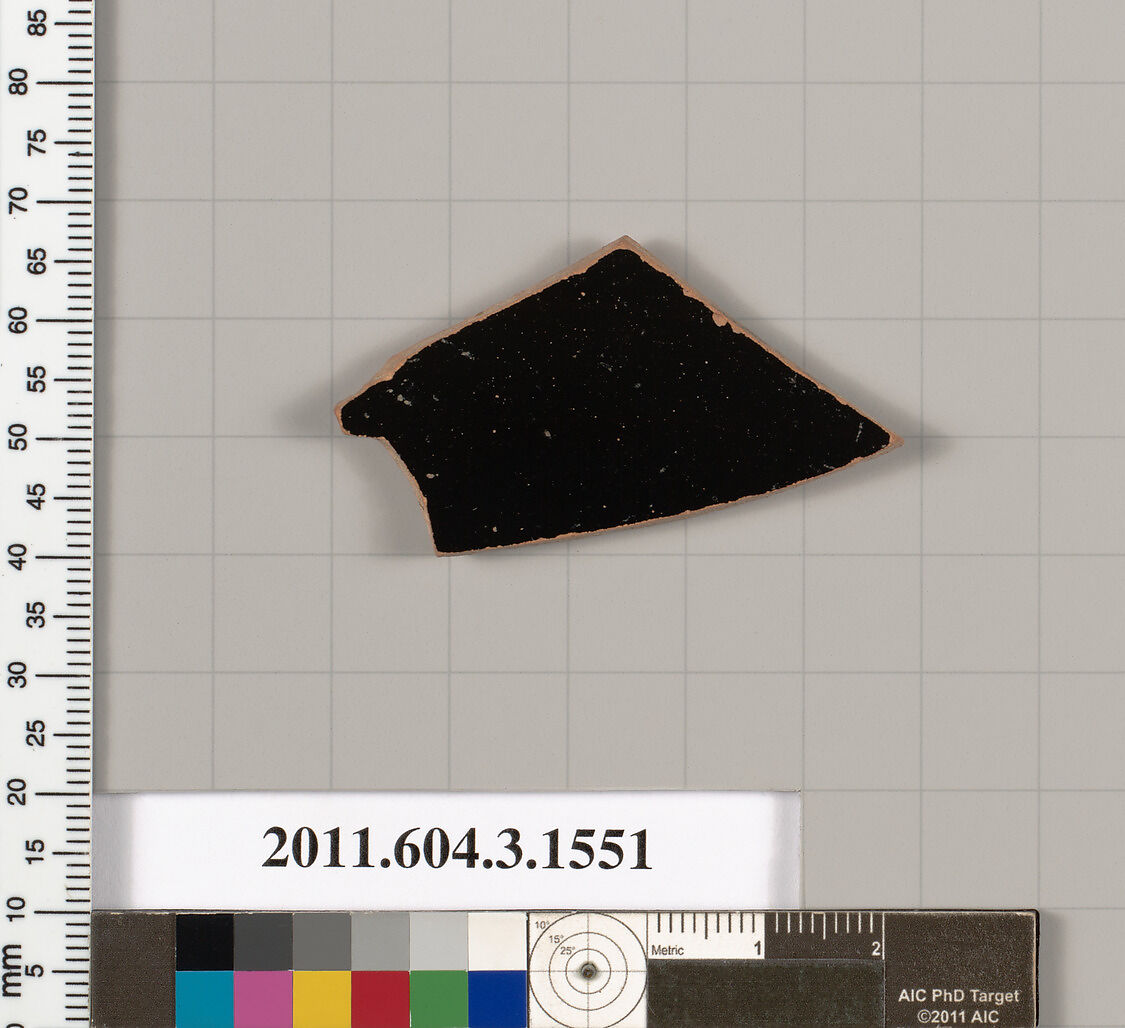 Terracotta fragment of a kylix (drinking cup), Terracotta, Greek, Attic