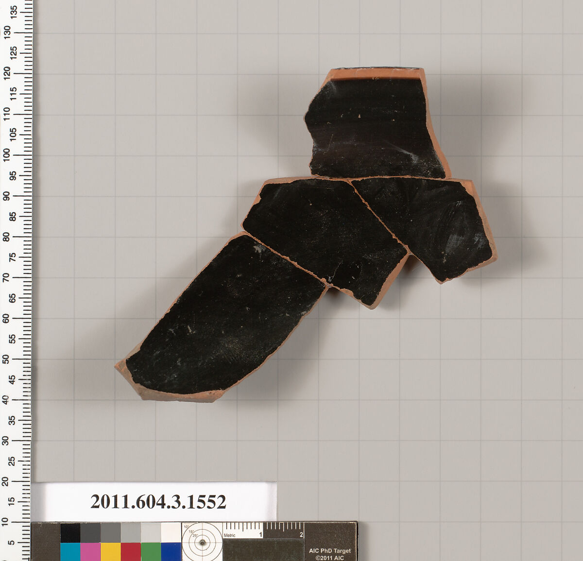 Terracotta rim fragment of a kylix: Band cup (drinking cup), Terracotta, Greek, Attic