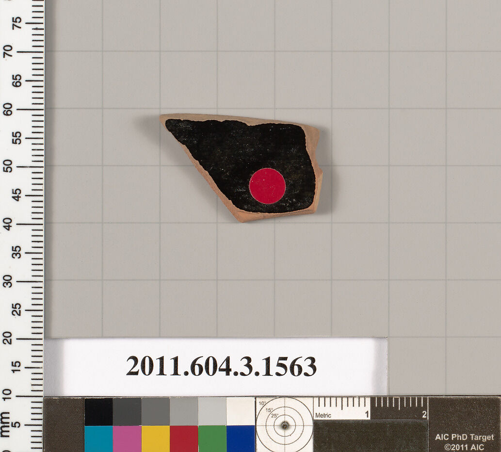 Terracotta fragment of a kylix: Band cup (drinking cup), Terracotta, Greek, Attic