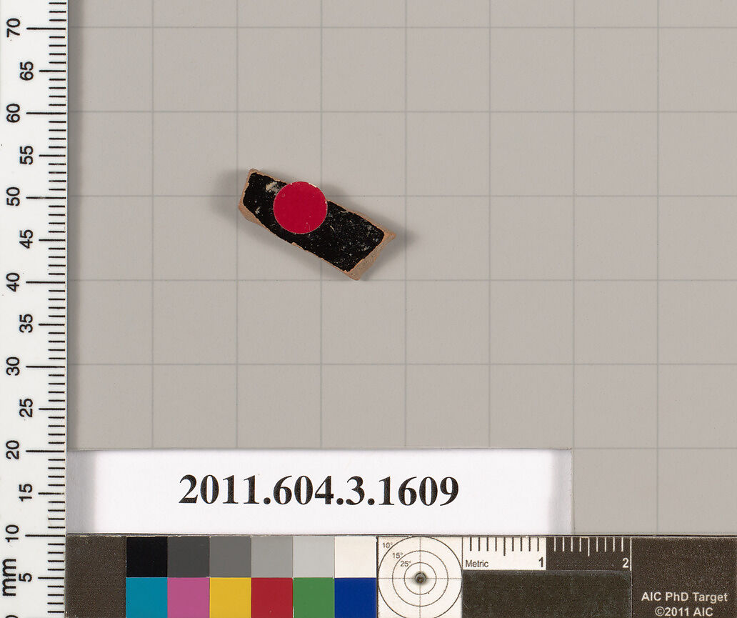 Terracotta fragment of a kylix: Band cup (drinking cup), Terracotta, Greek, Attic