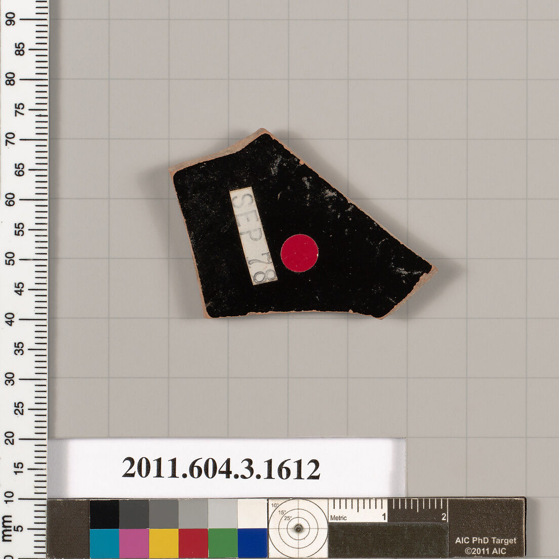 Terracotta fragment of a kylix: Band cup (drinking cup), Terracotta, Greek, Attic