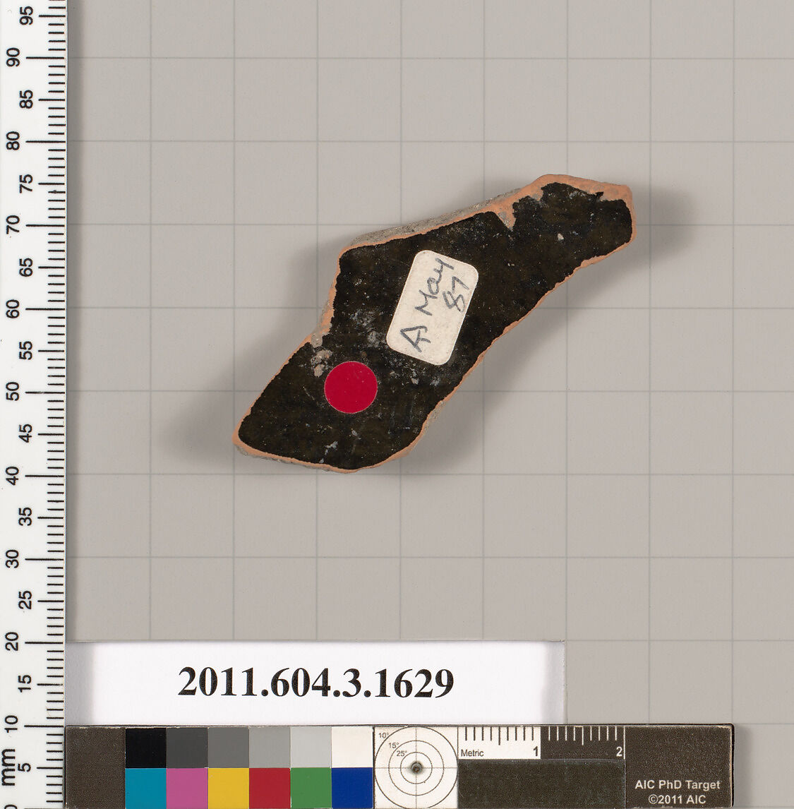 Terracotta fragment of a kylix: Band cup (drinking cup), Terracotta, Greek, Attic