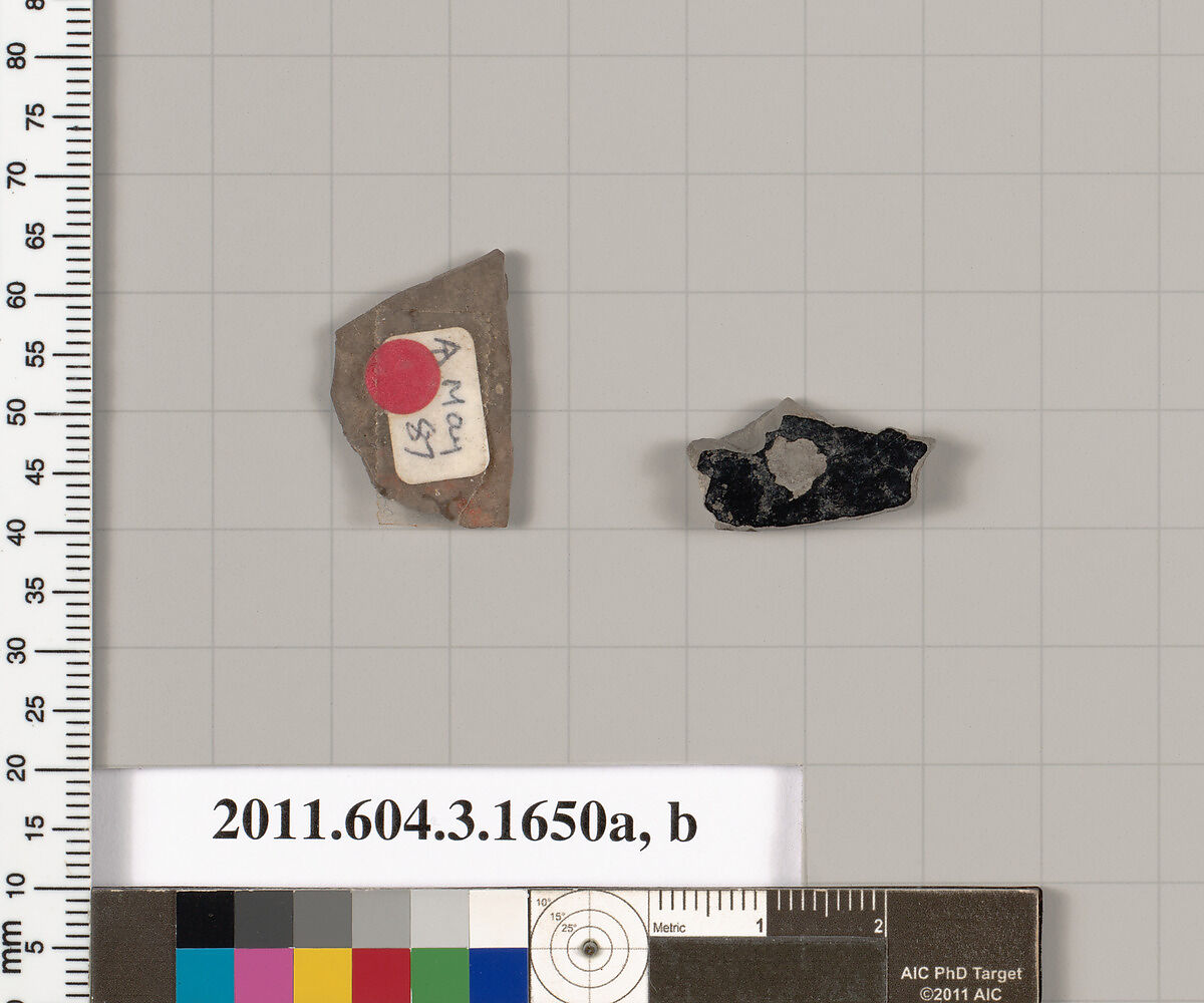 Terracotta fragments of kylikes: Band or lip cups (drinking cups), Terracotta, Greek, Attic