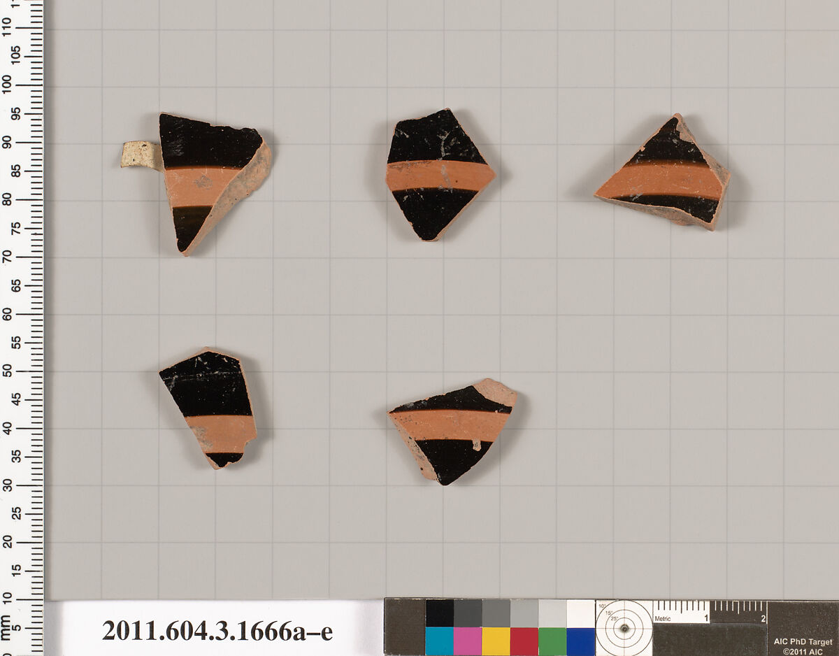 Terracotta fragments of kylikes: Band or lip cups (drinking cups ...