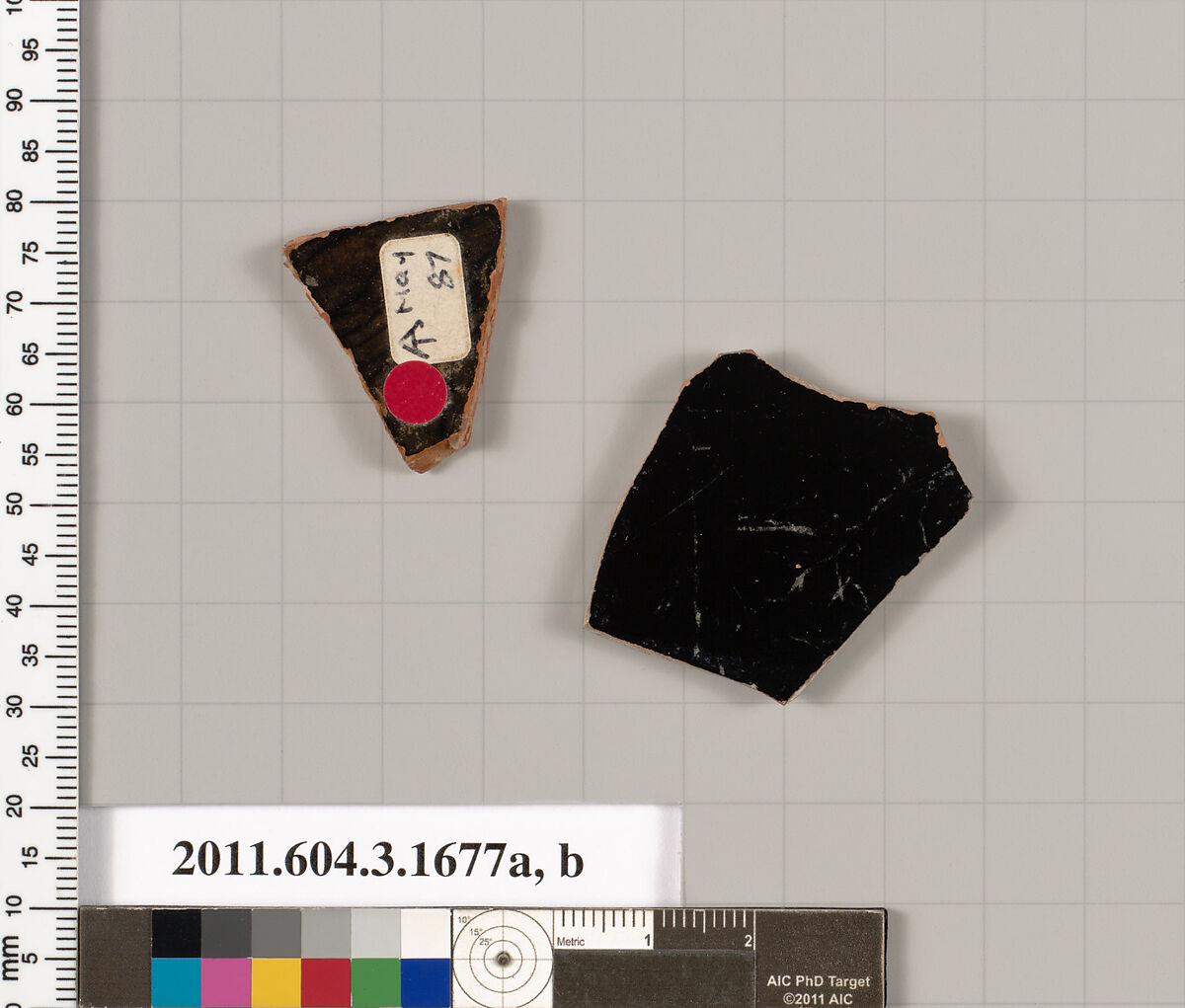 Terracotta fragments of kylikes: Band or lip cups (drinking cups), Terracotta, Greek, Attic