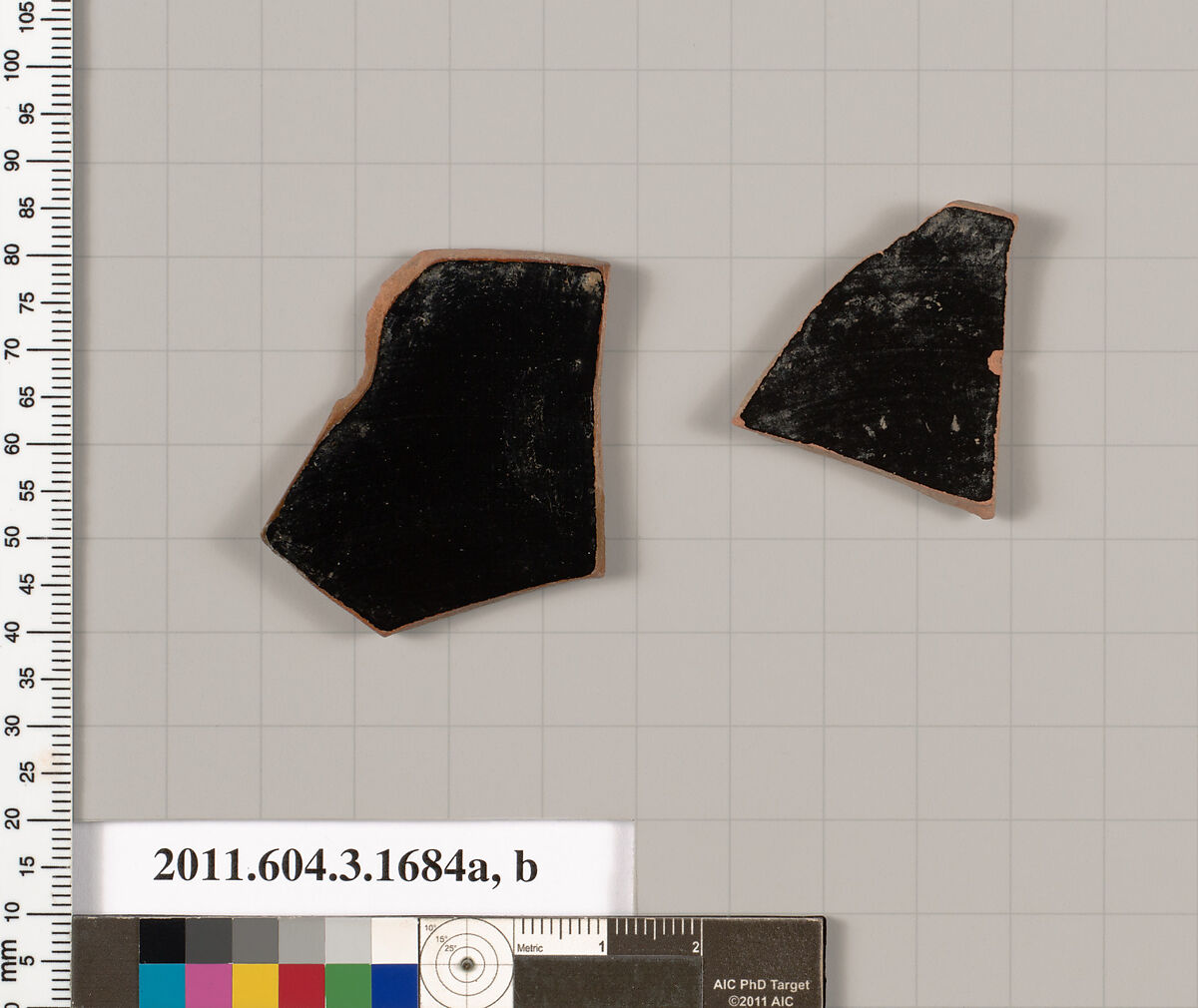Terracotta fragments of kylikes: Band or lip cups (drinking cups), Terracotta, Greek, Attic
