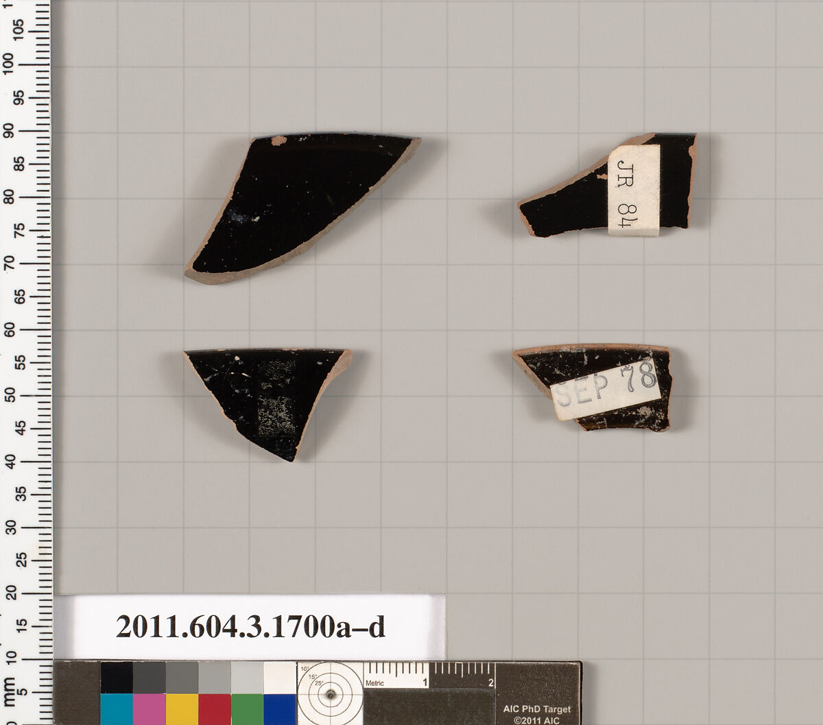 Terracotta rim fragments of kylikes: Band cups (drinking cups), Terracotta, Greek, Attic