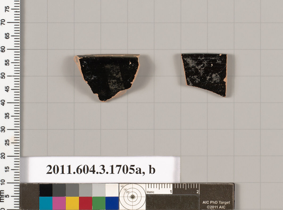 Terracotta rim fragments of kylikes: Band cups (drinking cups), Terracotta, Greek, Attic