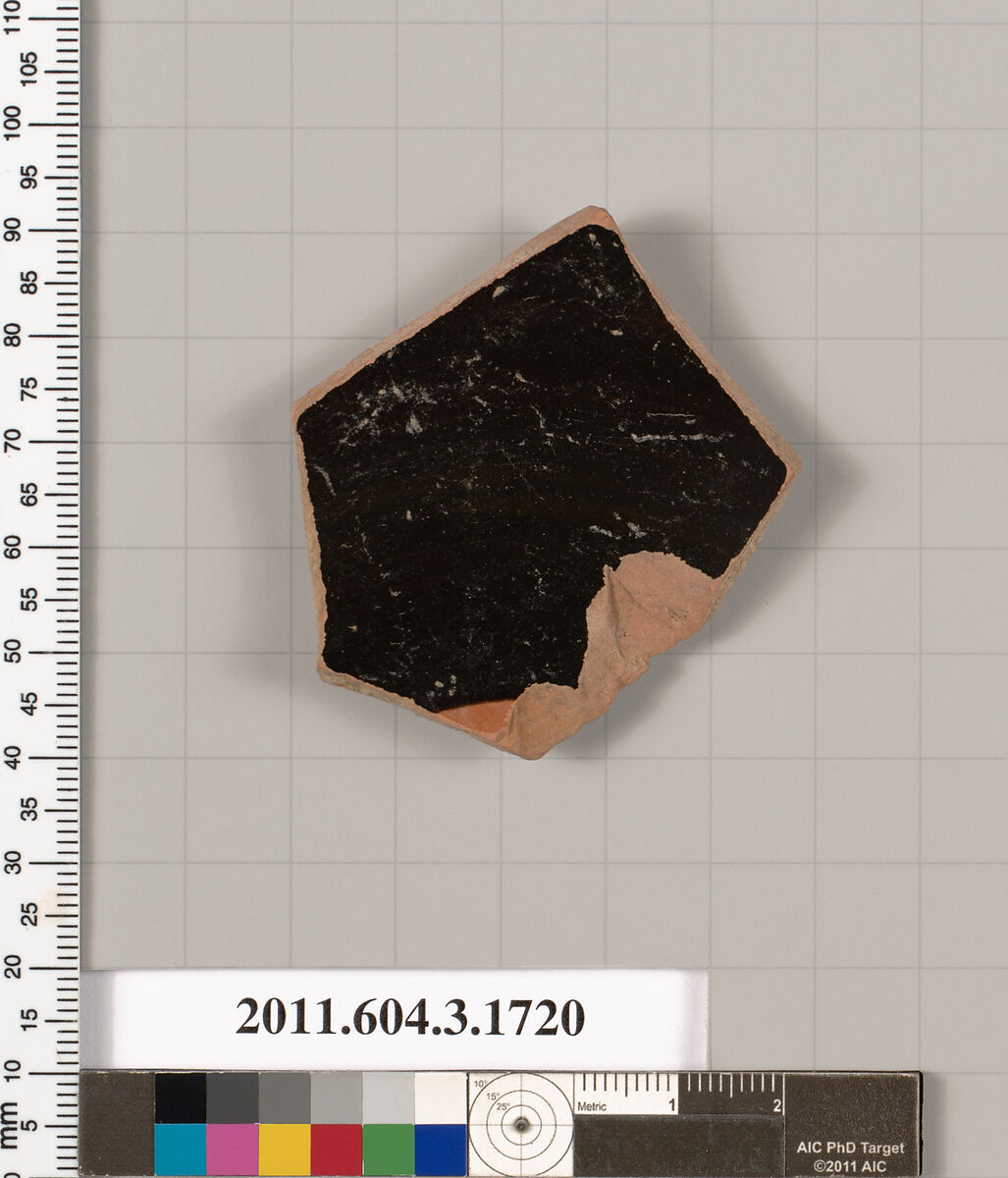 Terracotta fragment of a kylix: Lip cup (drinking cup), Terracotta, Greek, Attic