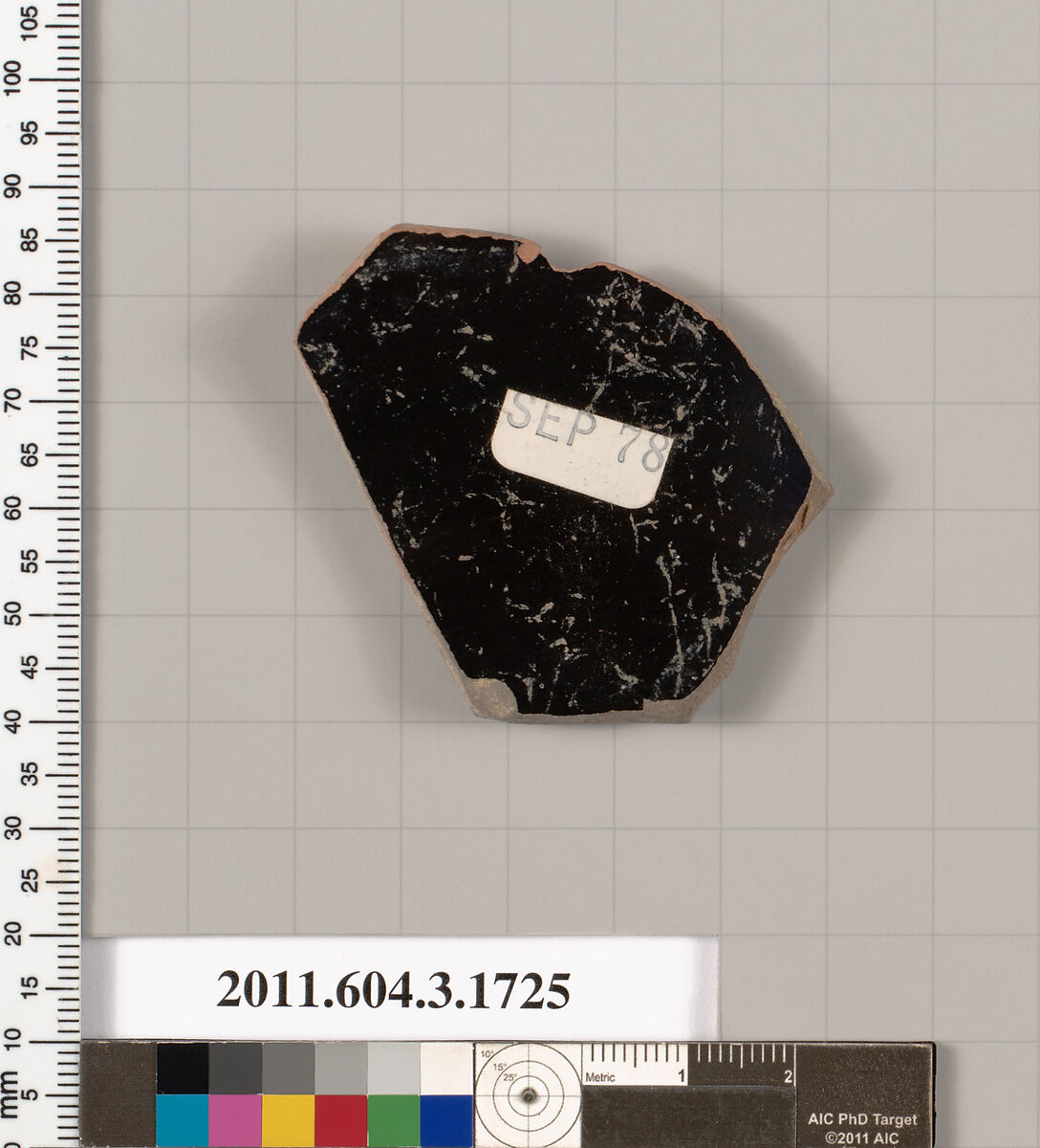 Terracotta fragment of a kylix: Band or lip cup (drinking cup), Terracotta, Greek, Attic