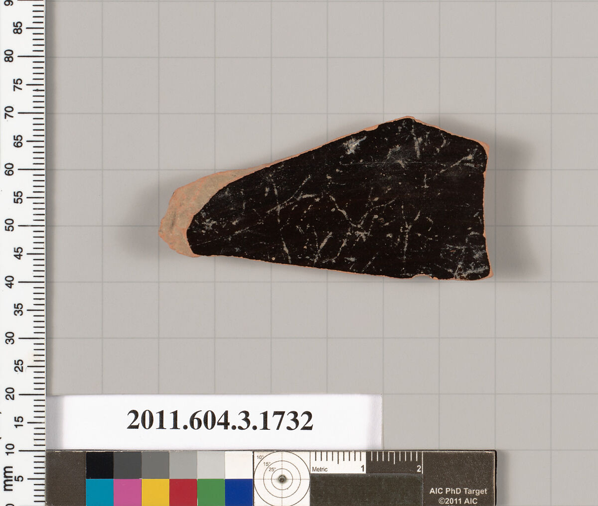 Terracotta fragment of a kylix: Band or lip cup (drinking cup), Terracotta, Greek, Attic
