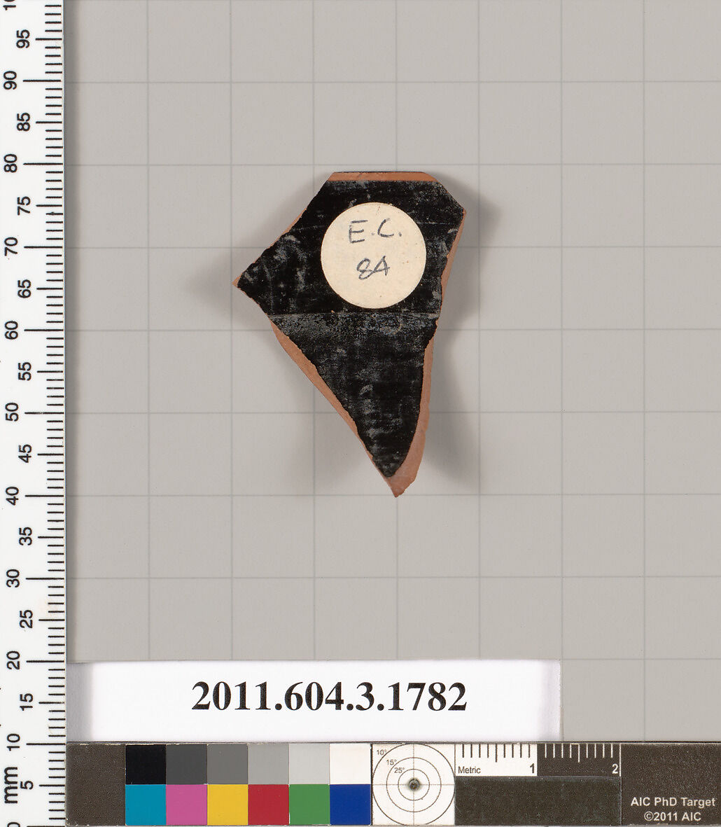 Terracotta rim fragment of a kylix: Lip cup (drinking cup), Terracotta, Greek, Attic