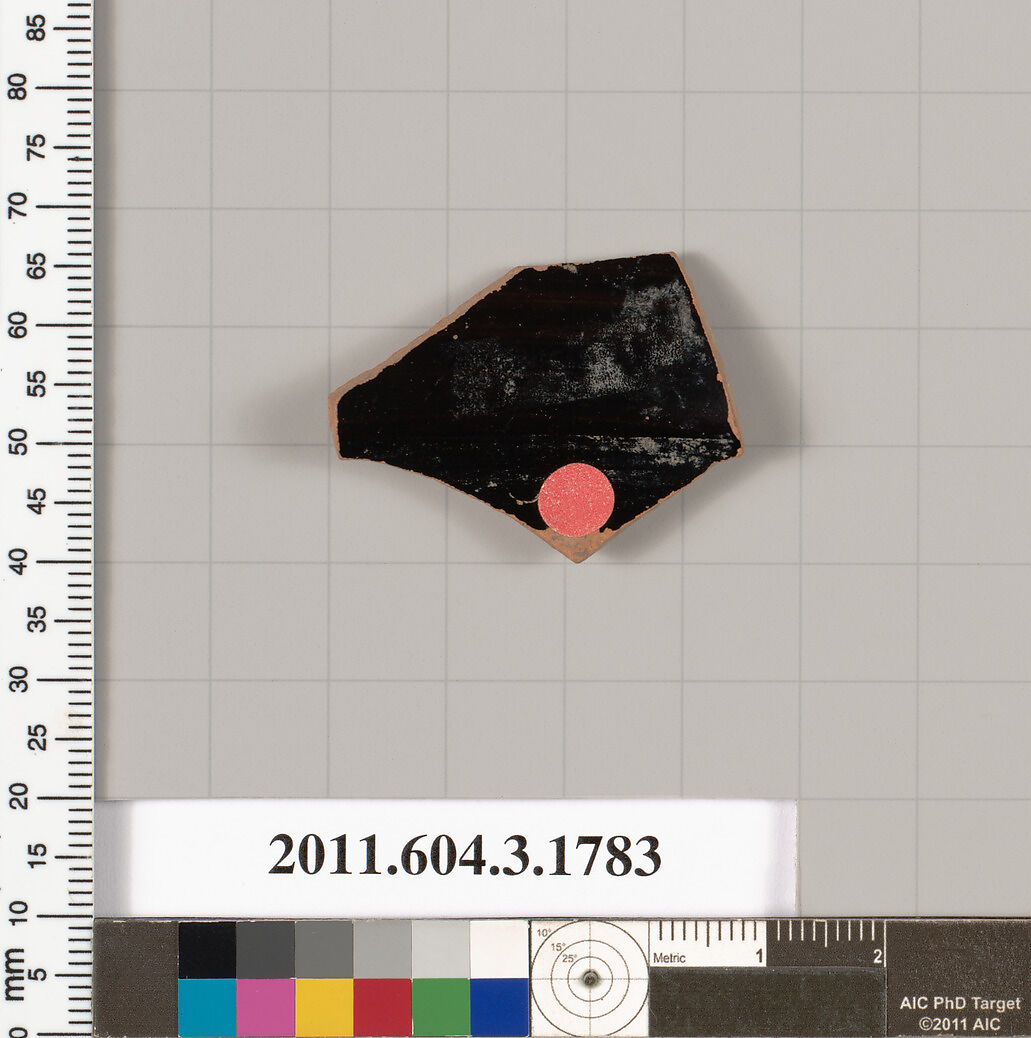 Terracotta rim fragment of a kylix: Lip cup (drinking cup), Terracotta, Greek, Attic