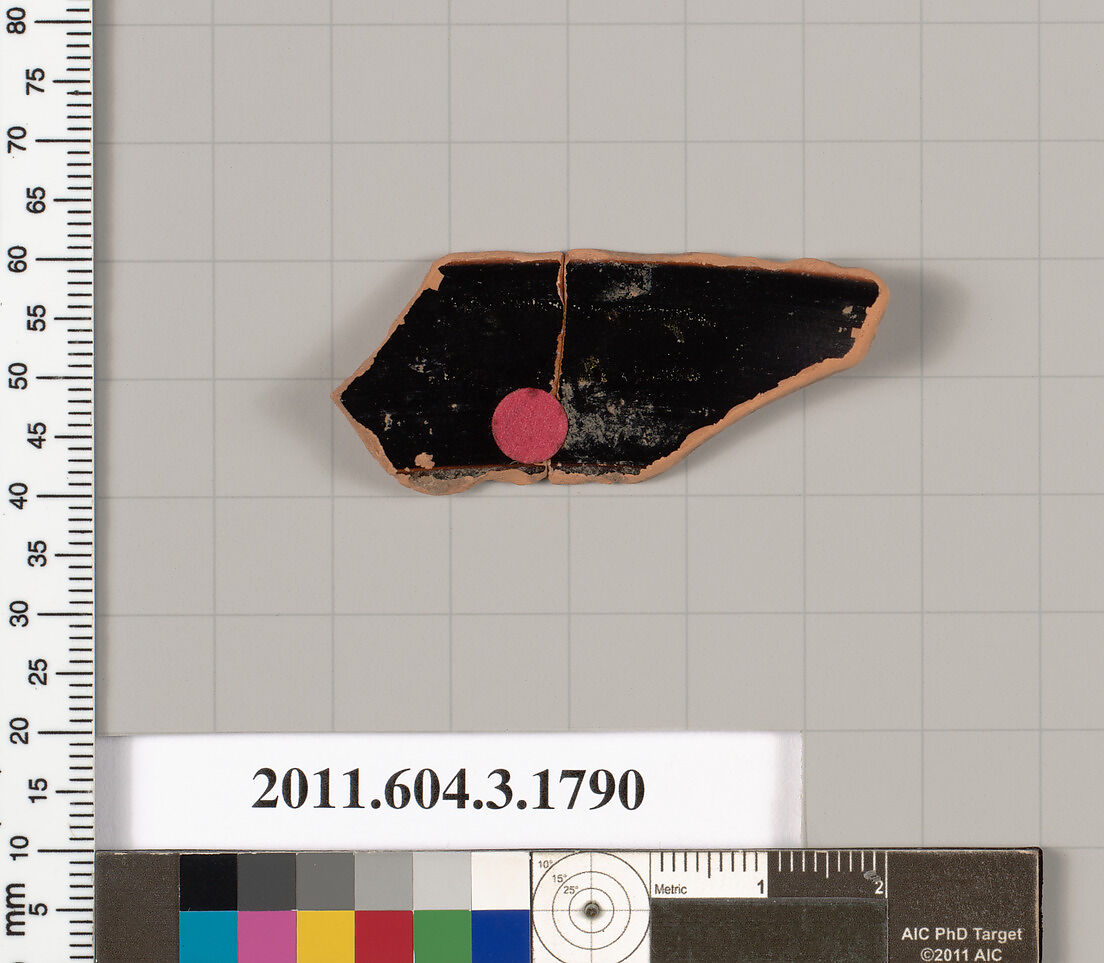 Terracotta rim fragment of a kylix: Lip cup (drinking cup), Terracotta, Greek, Attic