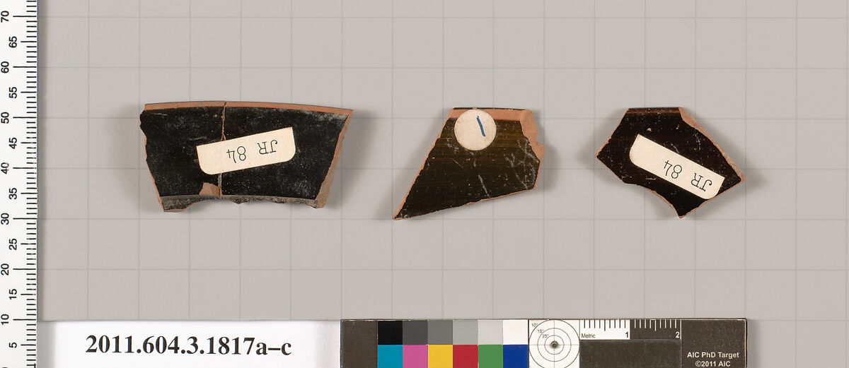 Terracotta rim fragments of kylikes: Lip cup (drinking cup), Terracotta, Greek, Attic