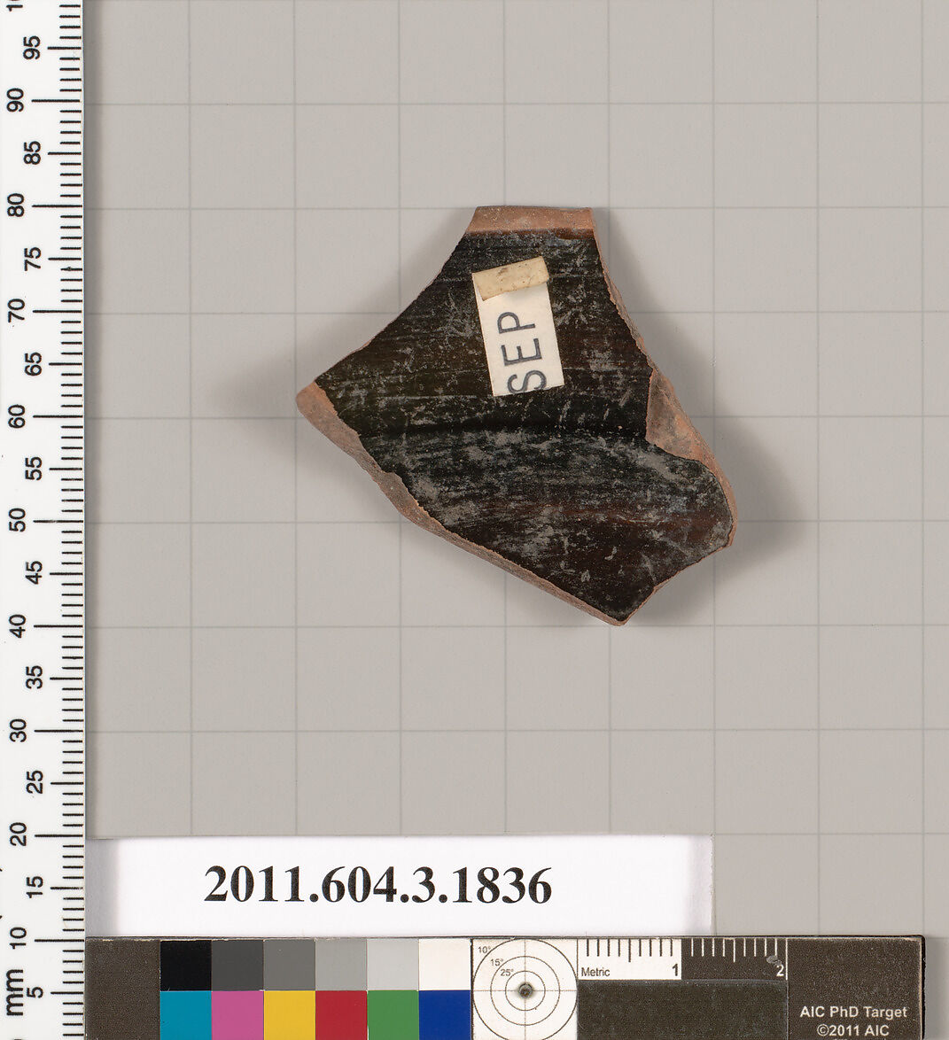 Terracotta fragment of a kylix: Lip cup (drinking cup), Terracotta, Greek, Attic