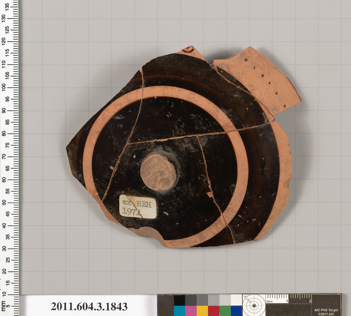 Terracotta fragment of a kylix: Lip cup (drinking cup), Terracotta, Greek, Attic