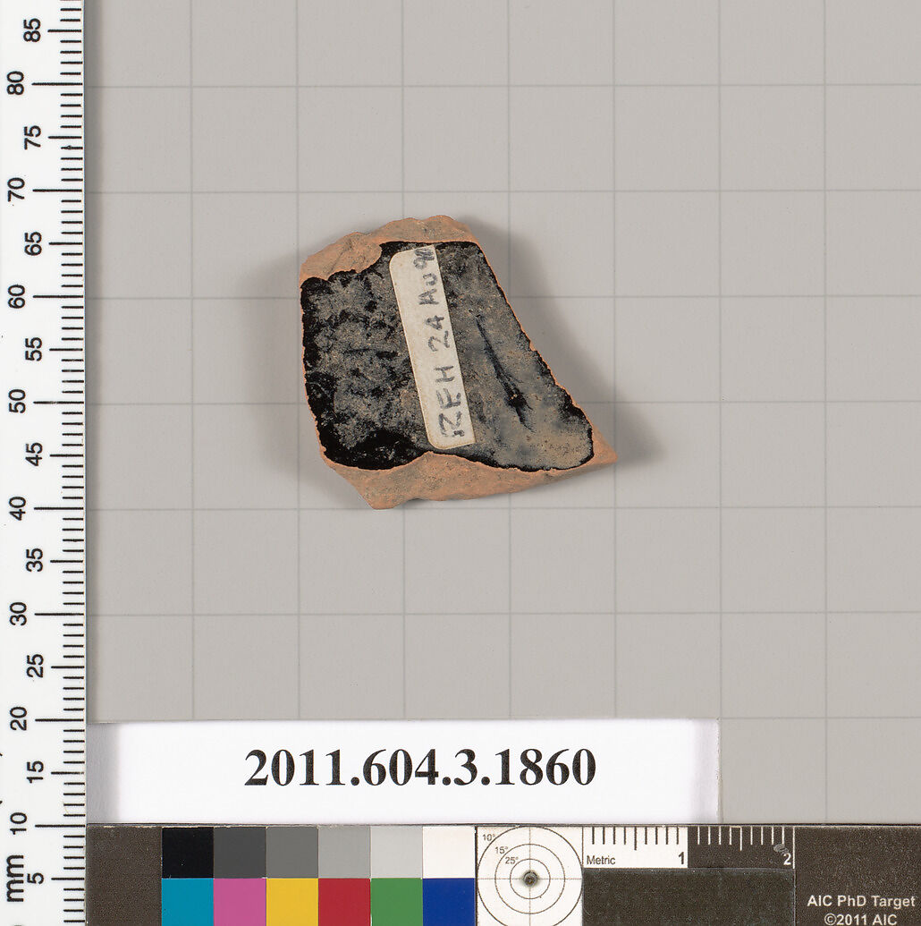 Terracotta fragment of a kylix: Lip cup (drinking cup), Terracotta, Greek, Attic