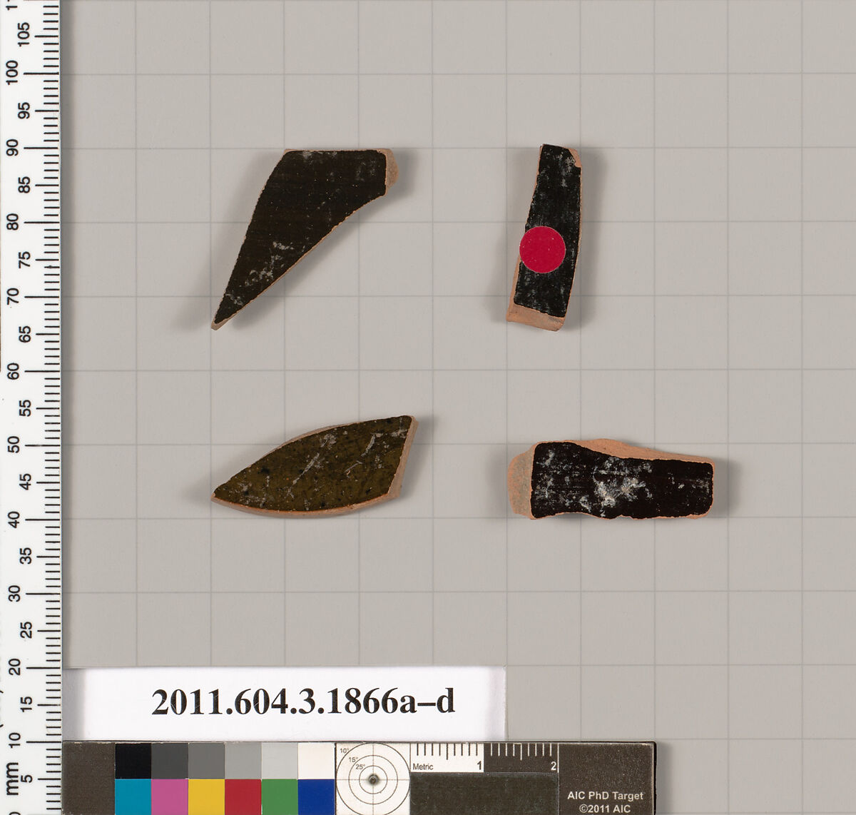 Terracotta fragments of kylikes: Band or lip cups (drinking cups), Terracotta, Greek, Attic