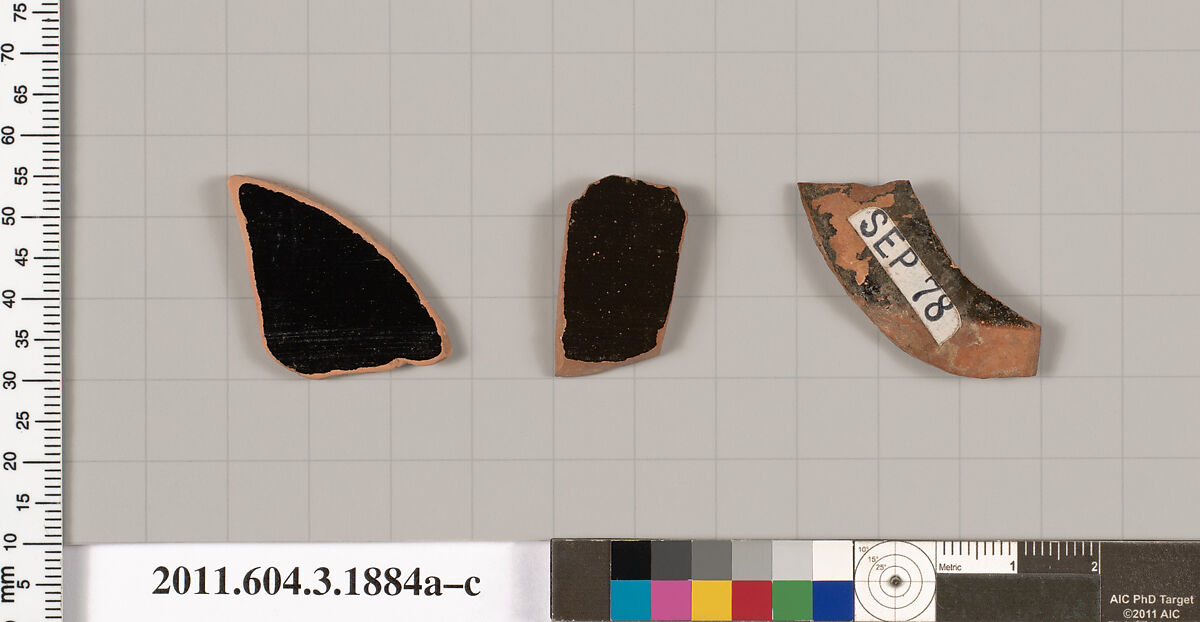 Terracotta fragments from undetermined shapes, Terracotta, Greek, Attic