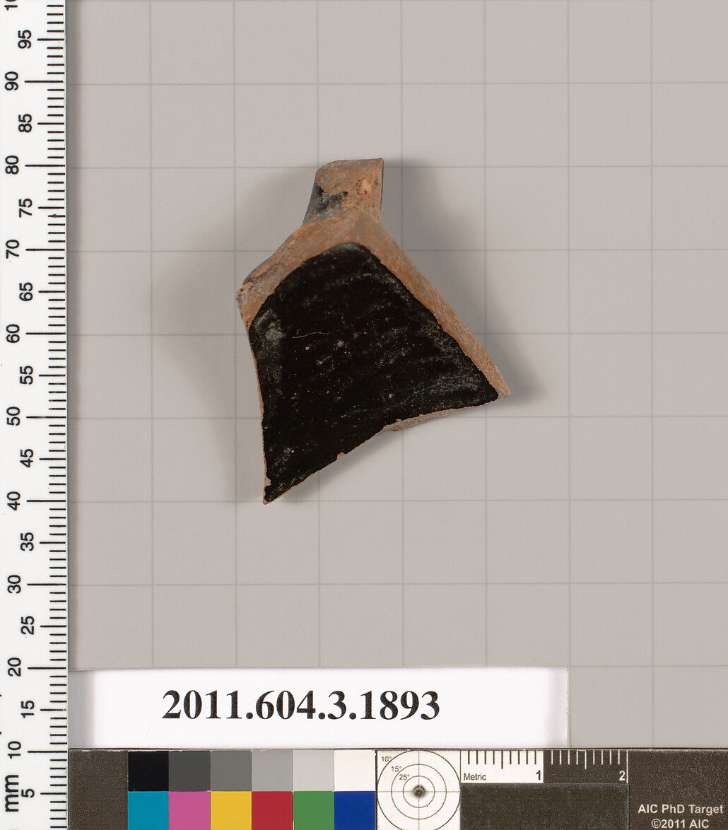 Terracotta fragment of a kylix (drinking cup) or a skyphos (deep drinking cup)?, Terracotta, Greek, Attic