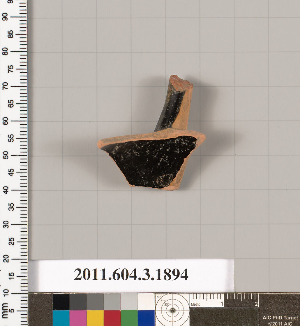 Terracotta fragment of a kylix (drinking cup) or a skyphos (deep drinking cup)?, Terracotta, Greek, Attic