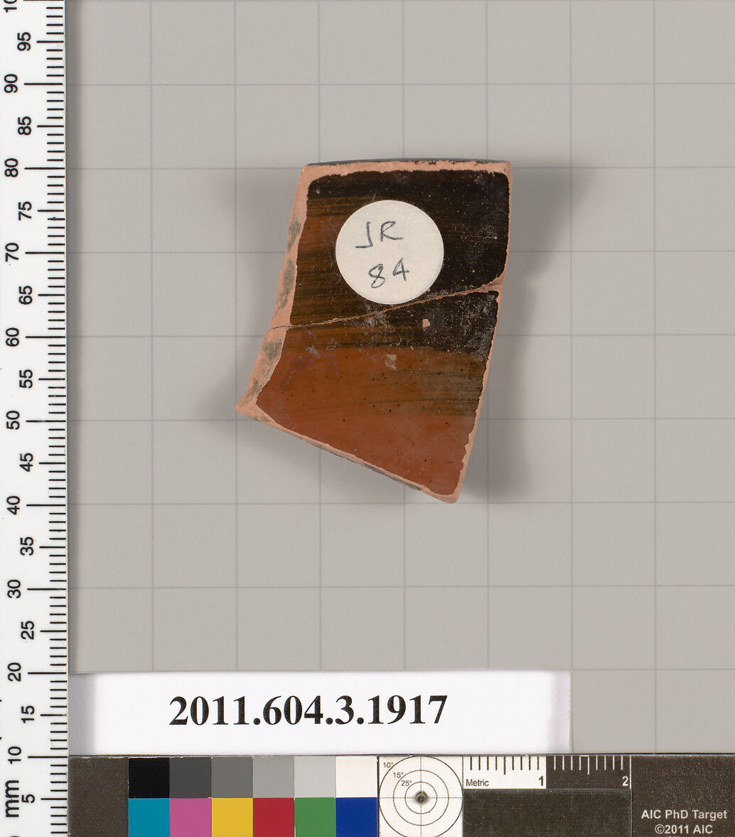 Terracotta fragment of a kylix (drinking cup) or a skyphos (deep drinking cup)?, Terracotta, Greek, Attic