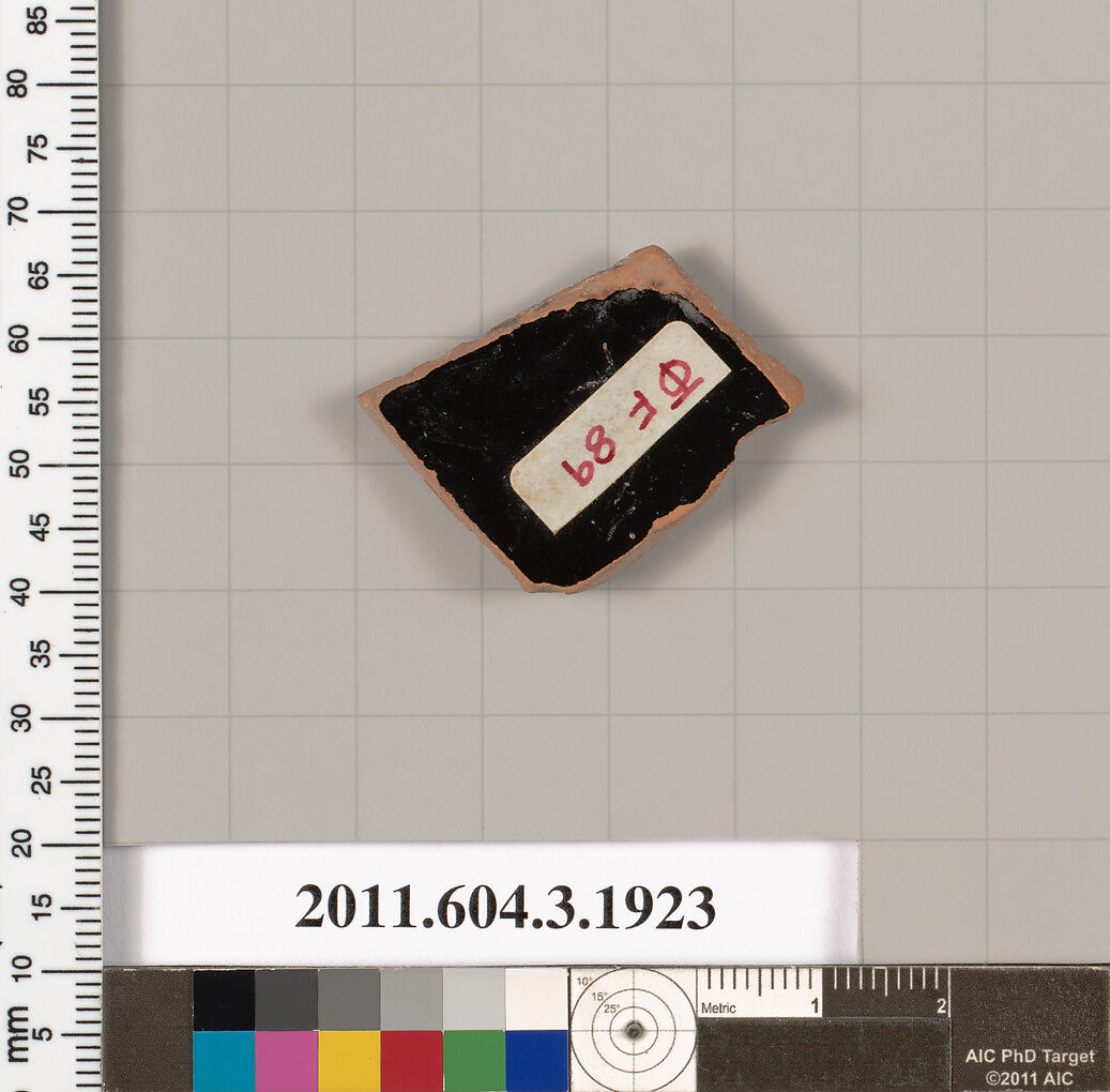 Terracotta fragment of a kylix (drinking cup) or a skyphos (deep drinking cup)?, Terracotta, Greek, Attic