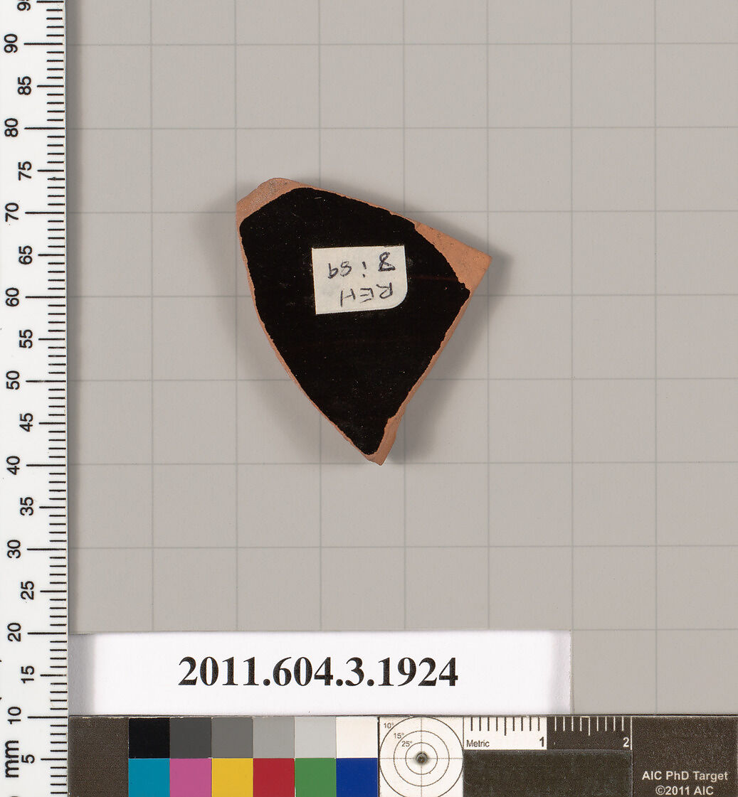 Terracotta fragment of a kylix (drinking cup) or a skyphos (deep drinking cup)?, Terracotta, Greek, Attic