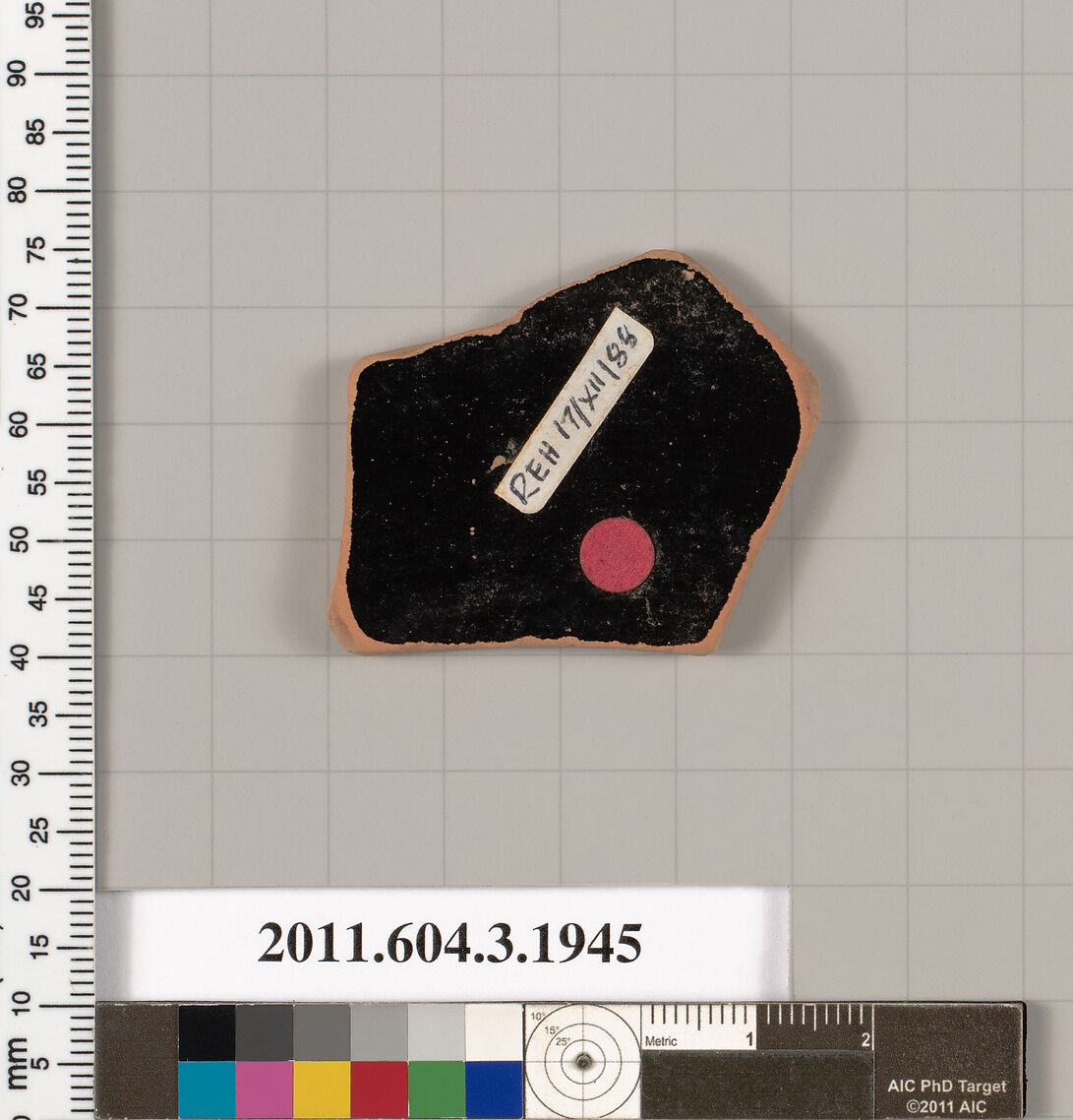 Terracotta fragment of a kylix: Cassel cup (drinking cup), Terracotta, Greek, Attic