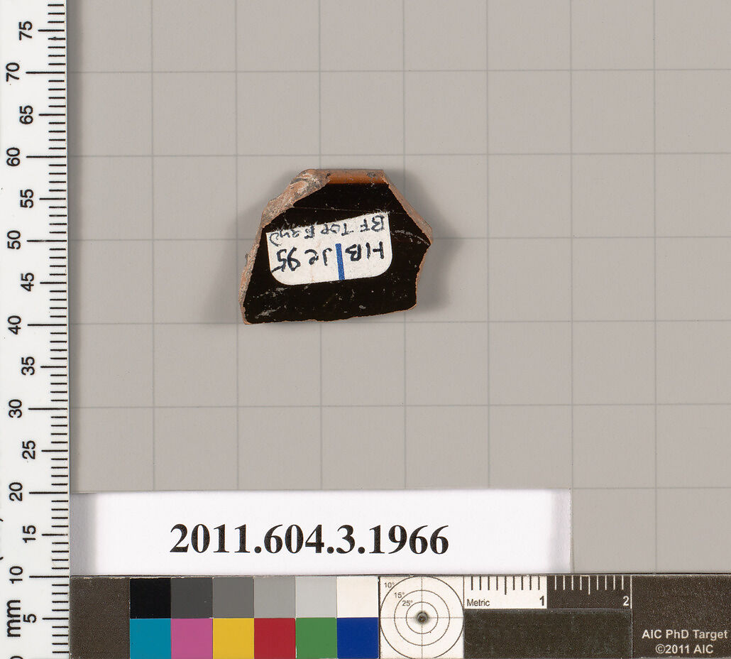Terracotta fragment of a kylix (drinking cup), Terracotta, Greek, Attic