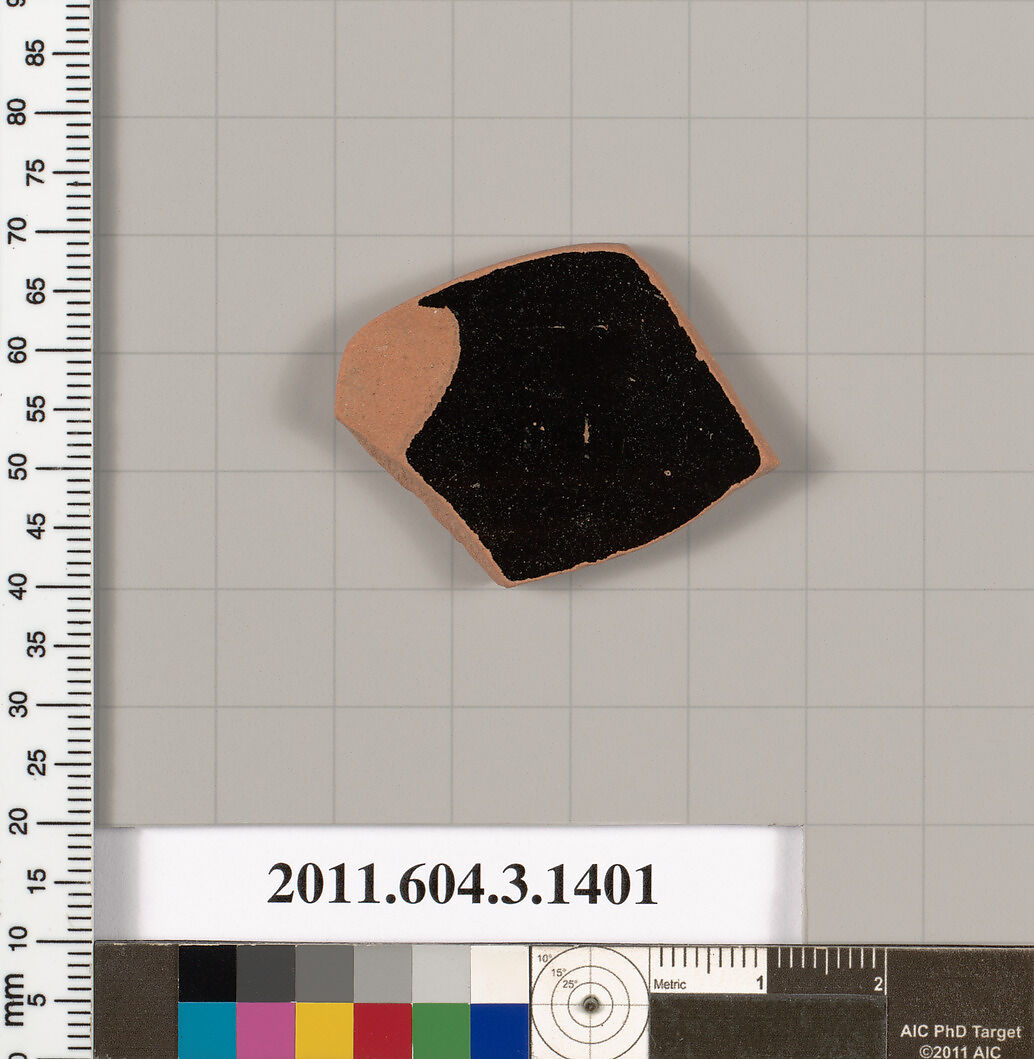 Terracotta fragment of a skyphos (deep drinking cup), Terracotta, Greek, Attic