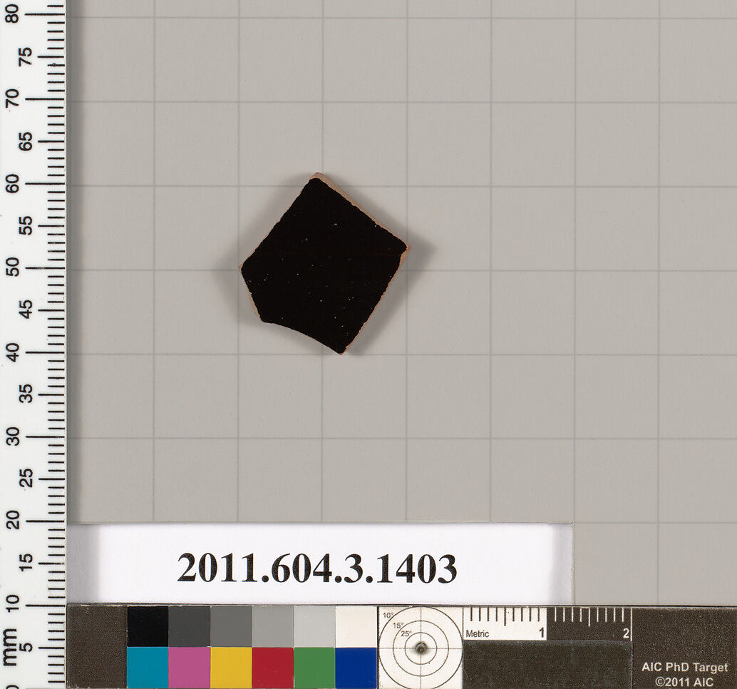 Terracotta fragment of a skyphos (deep drinking cup), Terracotta, Greek, Attic