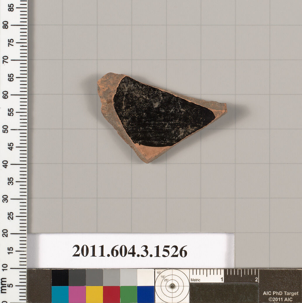 Terracotta fragment of a skyphos (deep drinking cup), Terracotta, Greek, Attic
