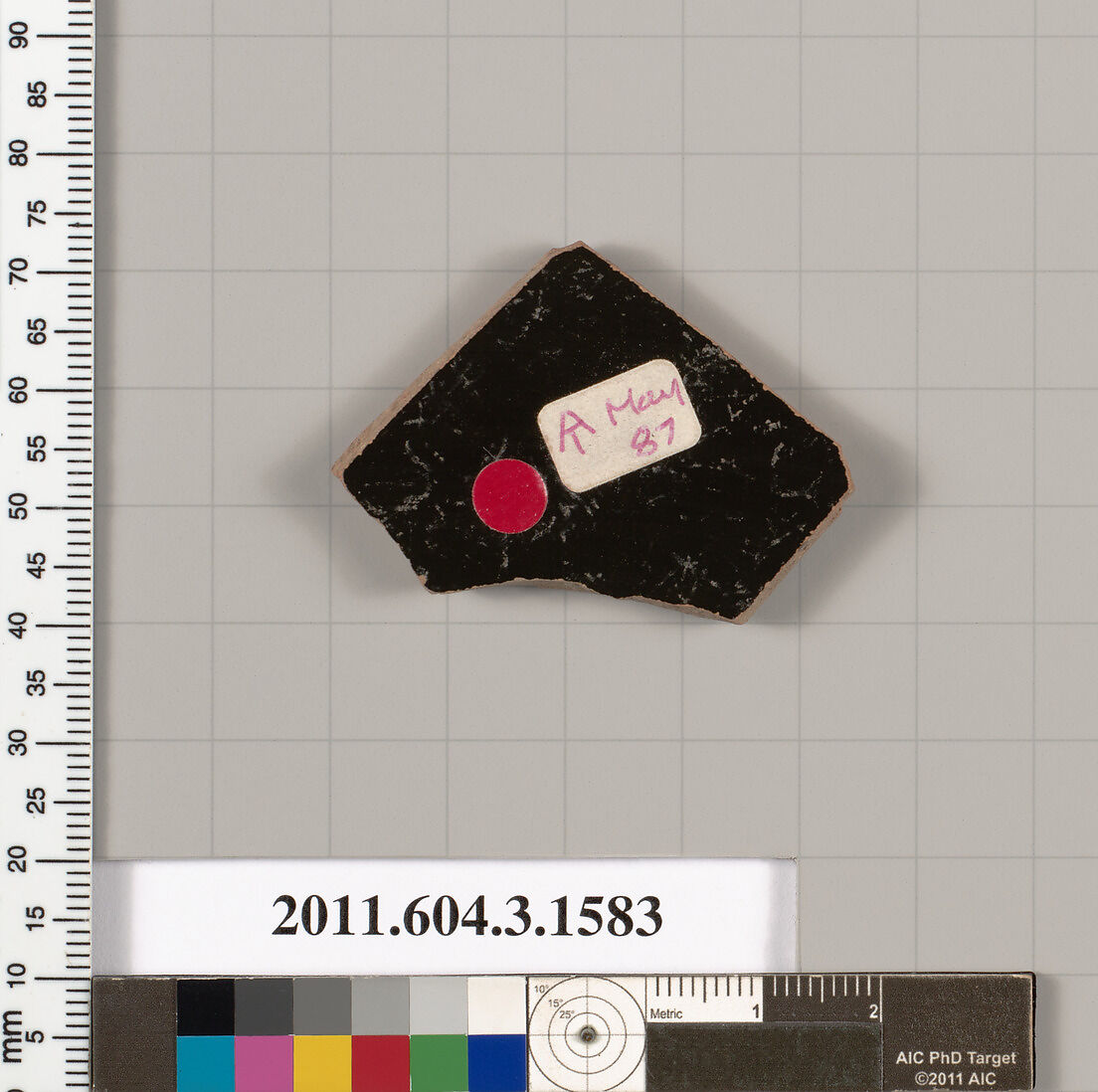 Terracotta fragment of a kylix: Band cup (drinking cup), Terracotta, Greek, Attic