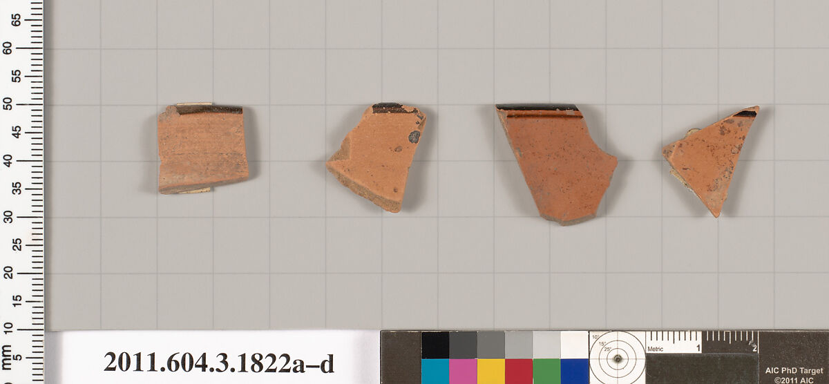 Terracotta rim fragments of kylikes: Lip cup (drinking cup), Terracotta, Greek, Attic 