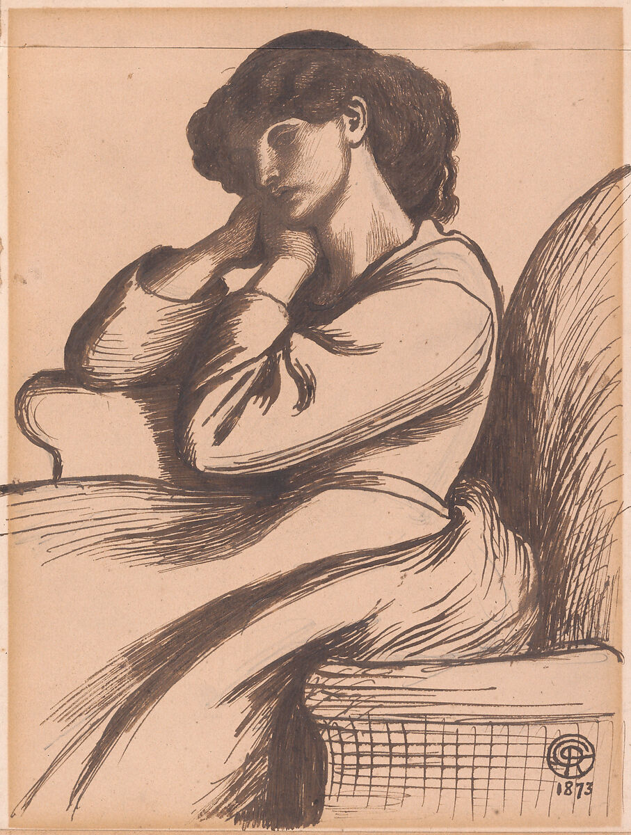 Jane Morris, Dante Gabriel Rossetti (British, London 1828–1882 Birchington-on-Sea), Pen and brown ink 