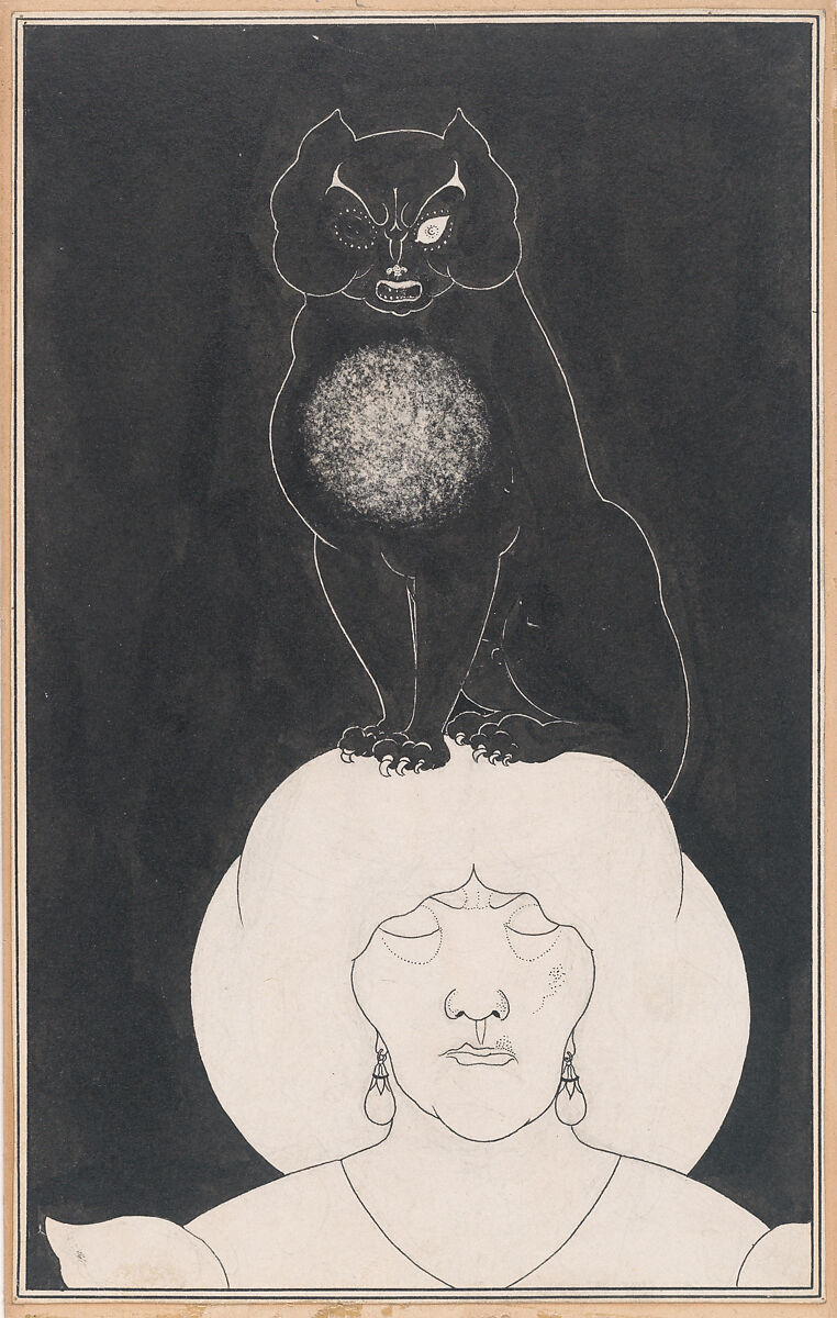 The Black Cat, for Edgar Allan Poe’s “Tales of Mystery and the Imagination,” Chicago, 1895–96, Aubrey Vincent Beardsley (British, Brighton, Sussex 1872–1898 Menton), Pen, brush and India ink over graphite 