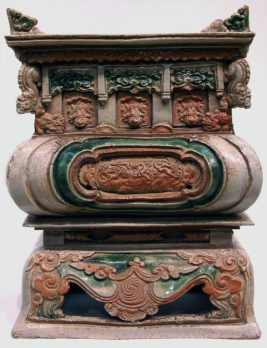 Incense burner, Glazed stoneware with biscuit fired molded appliqué decoration, Vietnam (Hai Zhong Province, Hong River delta) 