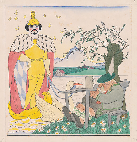 Bavarian Royal Dream (Bayrischer Königstraum), Karl Arnold (German, Neustadt 1883–1953 Munich), Watercolor and gouache 