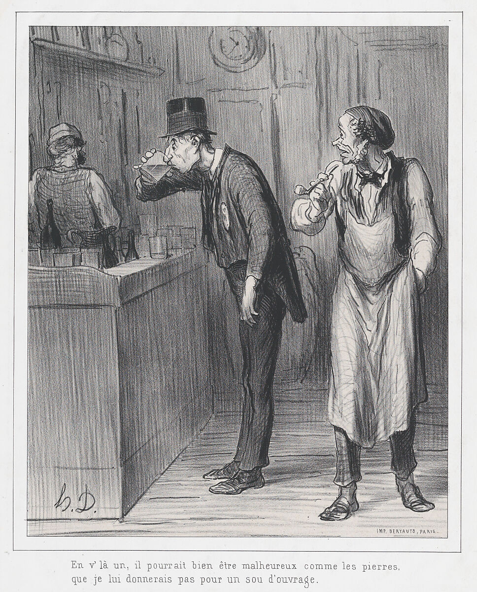 This one may look as unhappy as a rock, before I would give him a job, published in "Le Boulevard", Honoré Daumier (French, Marseilles 1808–1879 Valmondois), Lithograph; second state of three (Delteil) 