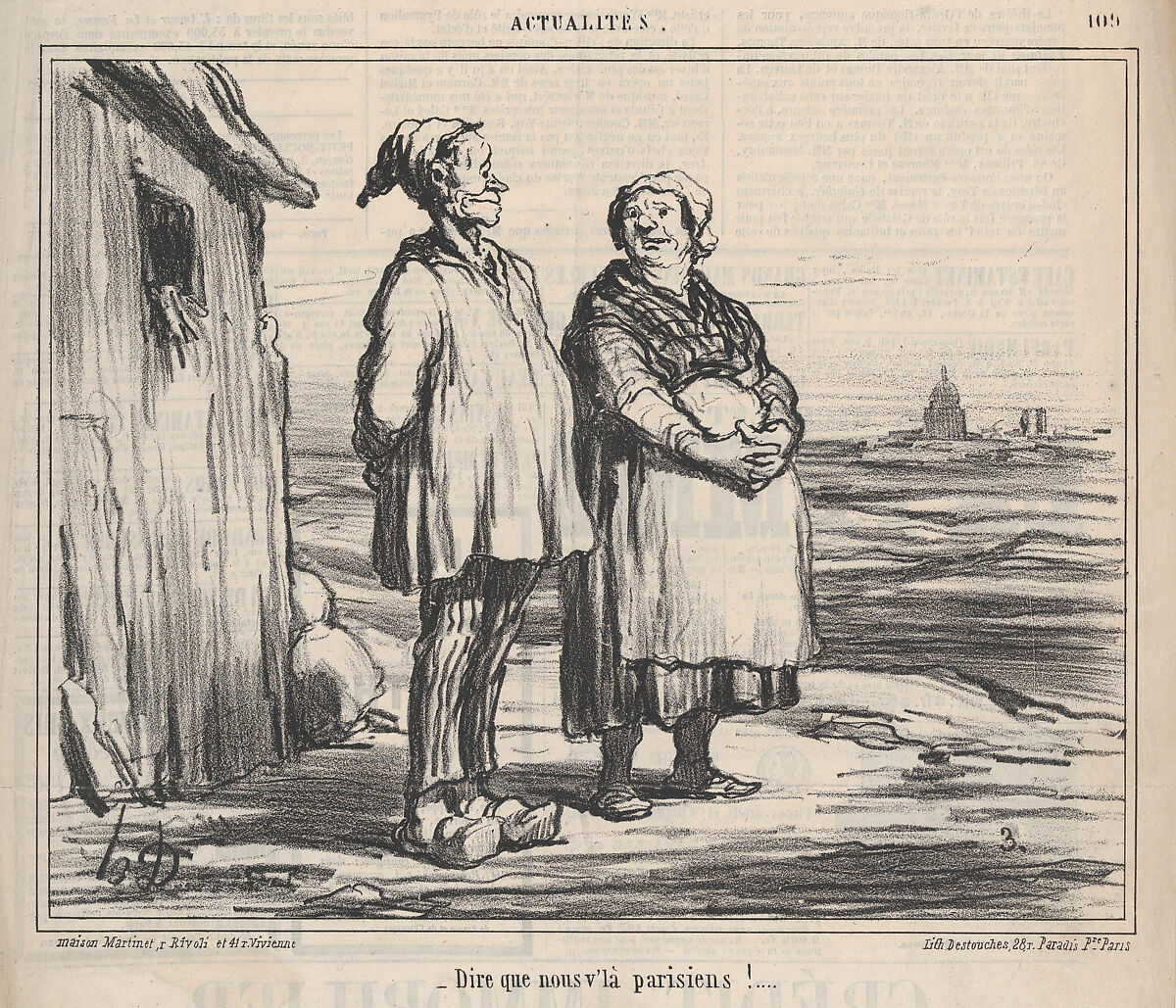 Unbelievable.. we are Parisians now too!, from 'News of the Day,' published in Le Chiavari, January 23, 1860, Honoré Daumier (French, Marseilles 1808–1879 Valmondois), Lithograph on newsprint; first state of two (Delteil) 