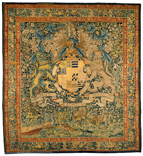 Verdure with the Arms of Robert Dudley, Earl of Leicester, Wool and silk