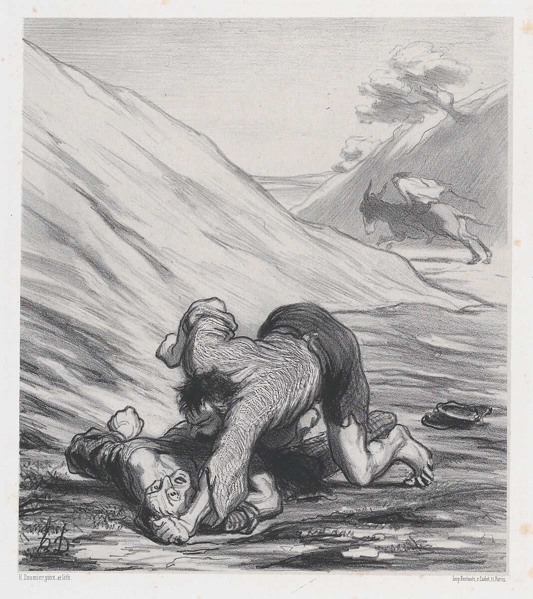 The ass and the two thieves, published in Souvenirs d'Artistes, Honoré Daumier (French, Marseilles 1808–1879 Valmondois), Lithograph; second state of four (Delteil) 