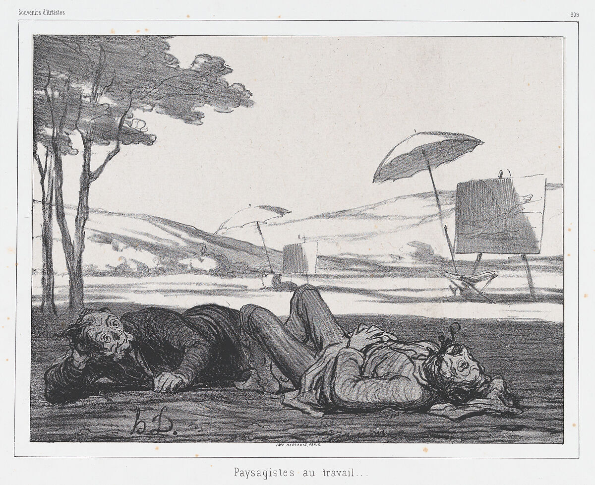 Landscape painters at work, published in Souvenirs d'Artistes, Honoré Daumier (French, Marseilles 1808–1879 Valmondois), Lithograph; second state of two (Delteil) 