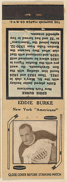 The Diamond Match Company | Eddie Burke, New York Americans, from ...