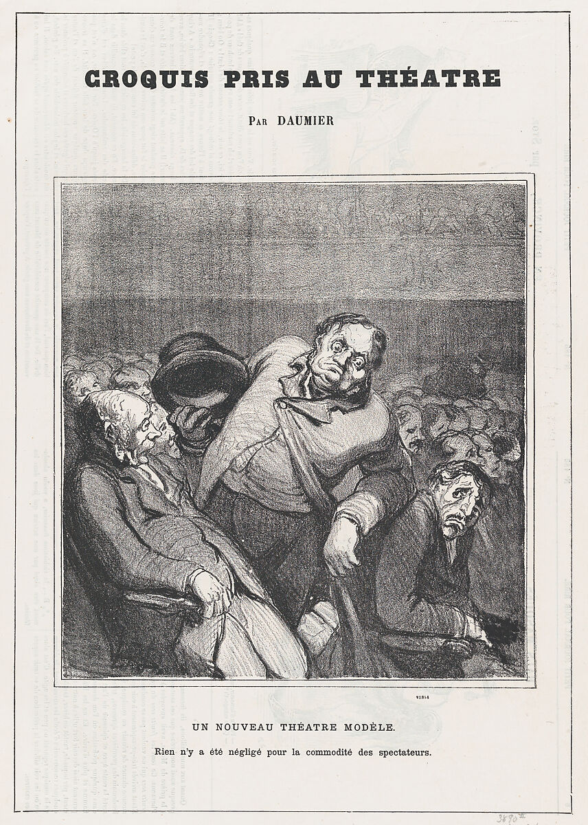 A new theater model, from 'Theater sketches,' published in Le Petit Journal pour Rire, January 30, 1864, Honoré Daumier (French, Marseilles 1808–1879 Valmondois), Lithograph on newsprint; second state of two (Delteil) 